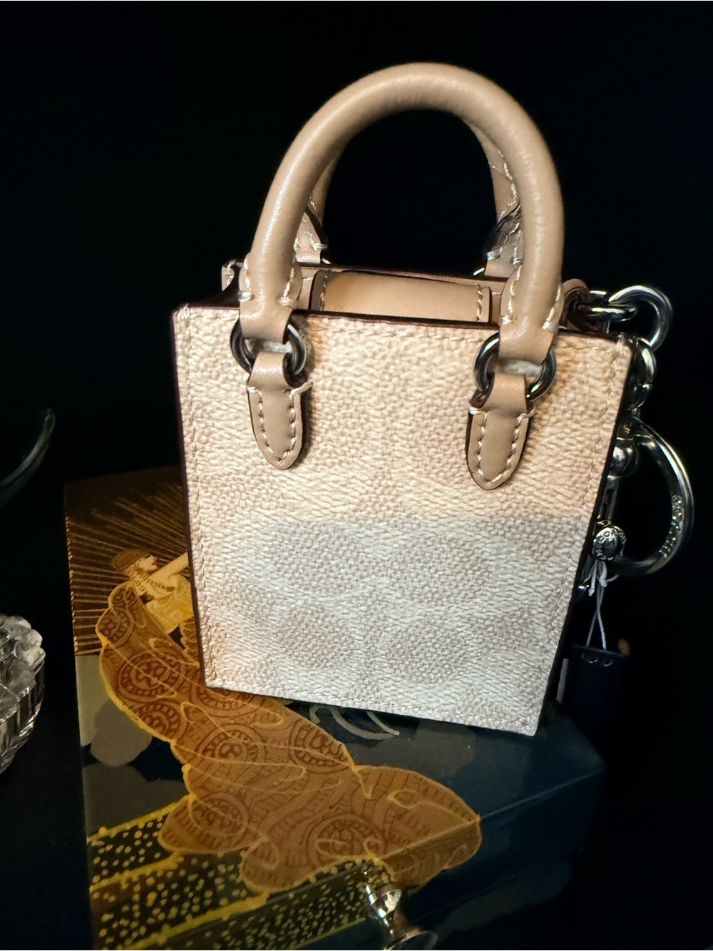 NWT Coach North South Mini Tote Bag Charm with Top Handles in Signature Canvas - Picture 4 of 16